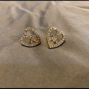 Peace Sign Heart studded earrings - gold tint